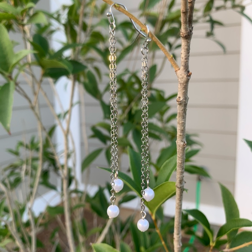 NWOT• Double Strand Pearl Drop Earrings